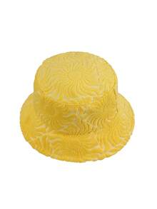 1 pieza Gorro de cubo estilo casual de calle con decoración de jacquard de poliéster con diseño de onda solar, patrón geométrico 3D, primavera verano otoño invierno - Amarillo girasol vintage - Ver 6