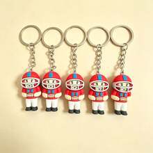 1/5pcs 3D PVC Football Player Keychain, Cute Rugby Athlete Doll Key Ring, Car Key Backpack Bag Pendant Decor Gift For Sports Fans - Multicolor - View 2