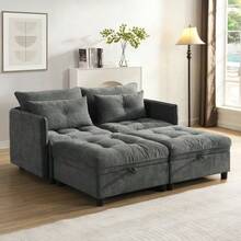 [Cloud Modular Sofa] 4-Seater Modular Separable Sofa Set: Freely Combinable + Storage Space Under All Seat Cushions + Sleeping Function + Chenille Cover, Free Room Design With Living Room Sofa Bed Combination - Antique Gray - View 7