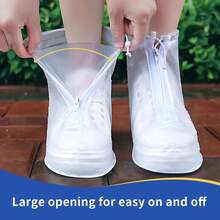 2pcs Reusable Waterproof Shoe Covers With Zipper, Unisex Rain Shoe Protectors, Non-Slip Outdoor Foot Covers, Portable Rain Boots, Blocks Rain And Mud, Suitable For Hiking, Cycling, Walking, Travel And Daily Commute - A - View 10