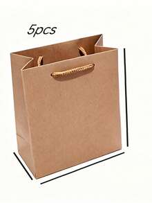 10pcs/5pcs Kraft Paper Gift Bags, Solid Color Minimalist Gift Bags, Suitable For Birthday, Wedding, Various Parties, Souvenir Gift Packaging Bags, Universal Gift Packaging Bags For Various Festivals - View 5