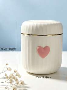 Mini Desktop/Car-Mounted Storage Bin With Lid, Heart Decoration, Plastic Rotating Top Trash Can, No Power Cylindrical Wastebasket, Suitable For Home, Office, Kitchen, Bedroom Vanity, Dining Room, Living Room Decor, Plastic - Multicolor - View 9