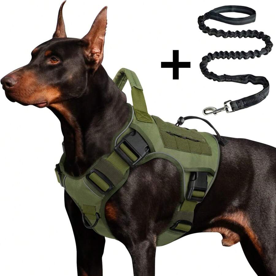 2PCS Dog Vest Harness And Leash Set No Pull With Handle For Better Control With Bungee Dog Leash For Medium Large Dogs Walking Hiking Training - Multicolor - View 1
