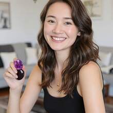 2pcs/1set Brazilian Amethyst & Mexican Obsidian Perfect Combination, Palm Stone, Massage Stone, Hot Compress Stone, Pocket Stone, Thumb Stone, Creative Gift Choice - Amethyst & Obsidian - View 2