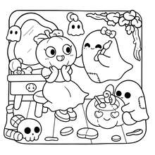GDTME Otoño Espeluznante: Libro para Colorear para Adultos, Libro para Colorear para Niños, 24 Páginas de Garabatos de Fantasmas Lindos, Otoño/Invierno, Actividad de Colorear Padres-Hijos, Sanación, Adecuado para Niñas, Niños, Cumpleaños, Aniversario, Regalo de Vacaciones, Regreso a la Escuela, Halloween, Navidad, 7.9x7.9'', Mejorando la Creatividad, Bellamente Diseñado - Otoño terrorífico - Ver 2