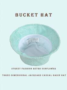 1pc Sun Wave Casual Street Style Polyester Shell Jacquard Decor Bucket Hat, Geometric 3D Pattern, Spring Summer Autumn Winter - Vintage Sunflower - View 4