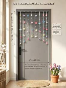 Handmade Crochet Door Curtain Decor Set (9 Strands) | Crochet Window Curtain Decor | Living Room And Bedroom Decor | Crochet | Decorative Accents Party Decor | Holiday Gift - Multicolor - View 9