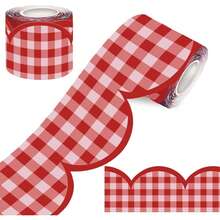 1 Roll [10m] Red/Blue Plaid Decorative Sticker - Perfect For Bulletin Boards, Crafts, Customizable Design, School News Boards And "Encouragement Wall" Decoration - One Size Fits All - View 8