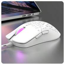 Mouse con cable RGB brillante con agujeros para juegos - Blanco - Ver 9