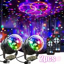 2 Buah Lampu Proyeksi Bola Kristal LED Plastik | Lampu Bola Disko RGB | Bertenaga USB | Lampu Berubah Warna dan Berkedip Mengikuti Musik | Proyeksi Kombinasi Warna Beragam | Sempurna untuk Pesta | Dansa | Dekorasi Ruangan dan Semua Acara Lainnya | Hadiah Liburan yang Ideal - Remote kontrol hitam (2 buah) - View 2