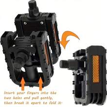 1 Pair Folding Bicycle Pedals, Nylon Anti-Slip Foot Pedals, Suitable For Mountain Bike/Folding Bike, Universal Quick Release Lightweight - Black - View 6