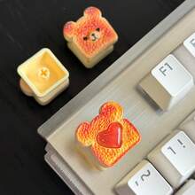 Keycaps Fofas, Urso, Pata de Gato, Keycaps de Pão - tecla - Visão 3