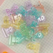 10入透明馬卡龍色長尾夾，強力抓握可重複使用塑膠紙夾，迷你辦公學校文具收納夾，隨機款式 - A - 查看 2