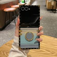 1pc Boys Girls Phone Case Electroplated Square Shell Water Transfer Kevlar Rhinestone Ring Holder Foldable Phone Case Protective Cover Compatible With Samsung Galaxy Z Flip8 Galaxy Z Flip7 Galaxy Z Flip6 Galaxy Z Flip7FE Galaxy Z Flip5 - Multicolor - View 37
