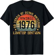 Camisetas para Hombre, Decoraciones Vintage para Cumpleaños de 50 Años, Camiseta de Cumpleaños 50 para Hombre (1976), Camiseta de Anime, Camiseta Clásica, Camiseta Unisex de Algodón Puro con - Negro - Ver 1