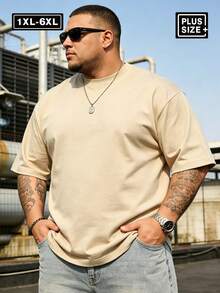 2pcs Plus Size Men's T-Shirts 1XL-6XL 100KG-200KG, Casual Crew Neck Short Sleeve T-Shirts, Suitable For Summer Outdoor And Sports Wear - Multicolor - View 4
