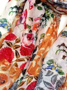 1pc Simple Printed Women's Scarf, Fashionable New Style Sun Protection Beach Shawl, Linen Feel Silk Scarf For Women - Red - View 6