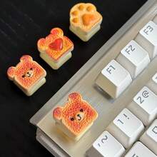 Keycaps Fofas, Urso, Pata de Gato, Keycaps de Pão - tecla - Visão 7