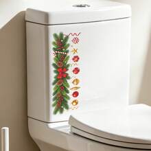 1pc Christmas Fir Pine Branches Sticker For Toilet Decor, Suitable For Bathroom And Toilet Decoration Stickers, PVC Removable Sticker - Christmas Fir Pine Branch - View 5