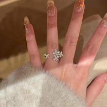 1pc Niche Design Fashion Luxury Exquisite Personalized High-End Minimalist Cubic Zirconia Butterfly Open Ring, Suitable For Women's Daily Wear - Silver - View 8