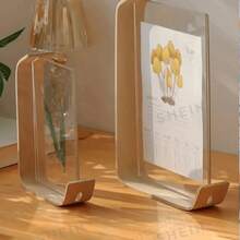 Multifunctional Acrylic Photo Frame With Acrylic Base - Perfect For Displaying Photos, Artwork, Etc. - Available In Four Sizes: 4x6 Inch Photo Frame, 5x7 Inch Vintage Wooden Transparent Acrylic Photo Frame, 6x8 Inch Photo Frame, And A4 (8.3x11.8 Inch) Photo Frame - Birch Color - View 2