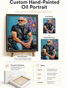 Custom Hand-Painted Oil Painting Portrait From Photo, Handmade Landscape Painting For Living Room, Hallway And Entryway Wall Decor - Multicolor - View 5