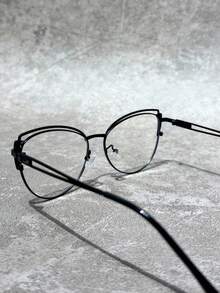 1 pieza Gafas de ojo de gato con strass exquisitas para mujeres, estilo de lujo, efecto adelgazante de rostro, accesorio de estilo callejero - transparente - Ver 7