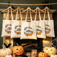 1/5/10pcs Reusable Halloween Trick Or Treat Bags With Handles, Pumpkin Ghost Skeleton Bat Spider Black Cat Little Devil Lantern Patterns, Halloween Theme Party Snack Candy Storage Bags, Trick Or Treat Small Batch Multi-Piece Set - View 42