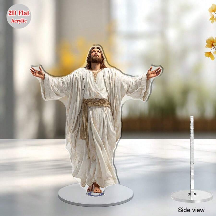 1/2件 2D 壓克力耶穌桌面裝飾品，優雅桌面立牌，適用於居家、辦公室、書架、書桌，現代美學房間裝飾