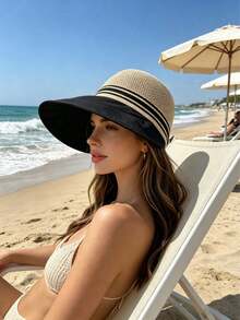 1pc Women's Foldable Wide Brim Sun Hat, Portable Bucket Hat, Suitable For Beach, Golf, Travel, Outdoor Activities, Summer Gift - Multicolor - View 2