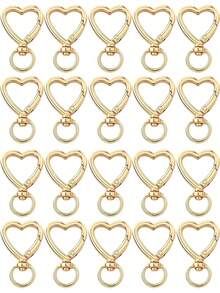 10/20/30 piezas Ganchos de llavero giratorios con forma de corazón, lindos clips de resorte de aleación de zinc, anillos de llaves, clips para bolsos, adecuados para manualidades DIY - Hebilla en forma de corazón - Ver 19