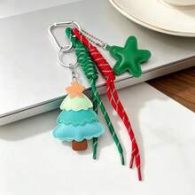 Christmas Tree Keychain, Christmas Bag Charm, Pentagram Fur Rope Pendant Multi-In-One - Multicolor - View 2