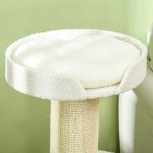 91 Cm Cat Tree With Cat Bed, Cream-Colored Sheep Wool Platform - Creamy White - View 2