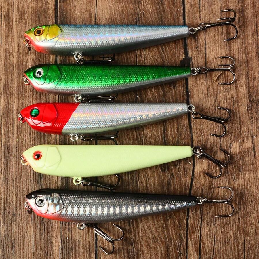 5pcs Pencil-Shaped Lure 85mm 9g Hard Bait Minnow Floating Surface Fishing Tackle - Multicolor - View 1