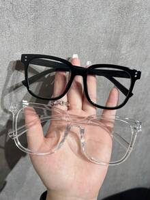 2 Pares/1 Par de Gafas de Marco Cuadrado para Uso Diario, Diseño de Estilo Campus, Favorecedor para la Forma del Rostro, Unisex - Multicolor - Ver 8