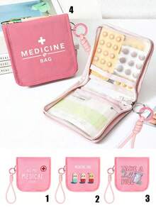 Tragbare Pillen Tasche mit Pillen Muster, kompakte Pillen Box und Erste-Hilfe-Set, praktisch für Reisen, geeignet für tägliche/Outdoor/Reise Medikamente, essentielles medizinisches Zubehör für gesundheitsbewusste und häufig reisende Personen, multifunktionale Stoff Pillen Tasche, tragbares medizinisches Erste-Hilfe-Set, Outdoor Reise Pillen Tasche, Wohnheim Erste-Hilfe Medizin Aufbewahrungstasche (mehrere Farben erhältlich) - Verschiedenfarbig - Übersicht 1