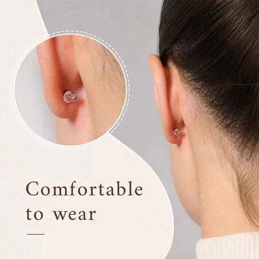 50/100pcs Earring Backs With Caps, 5mm Soft Stopper Earring Backs For Women, Fashion Earring Accessories, Suitable For Teardrop Earrings, Piercing Repair And Transparent Ear Plugs, Anti-Drop Anti-Slip Comfortable Invisible Ear Stoppers, Universal Earring Fixing Accessories, Suitable For DIY Handmade And Daily Wear Replacement, Cross-Border Hot-Selling Transparent Earring Backs, Secure Fit And Not Easy To Fall Off - Transparent - View 1
