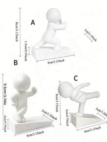 3pcs/1pc Funny Decorative Door Stopper, Human Figure Design, Multiple Poses And Styles Available, Movable Door Wedge To Protect Walls And Floors, Suitable For Home And Office, Keep Door Open, Home Decor Desktop Ornament - White - View 7
