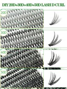XSJ 270/290/300 Stück 10-16mm D Curl einlagige Cluster Kunstwimpern, 30D-100D gemischte dicke Wimpernverlängerungen, geeignet für Anfänger, tägliches, Feiertags- und Party-Make-up - D - Übersicht 6