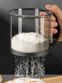 Handheld Powder Sieve Household Cup-Type Flour Sifter Semi-Automatic Handheld Flour Filter Sieve Single Layer Flour Sifter 1pc - Grey - View 1