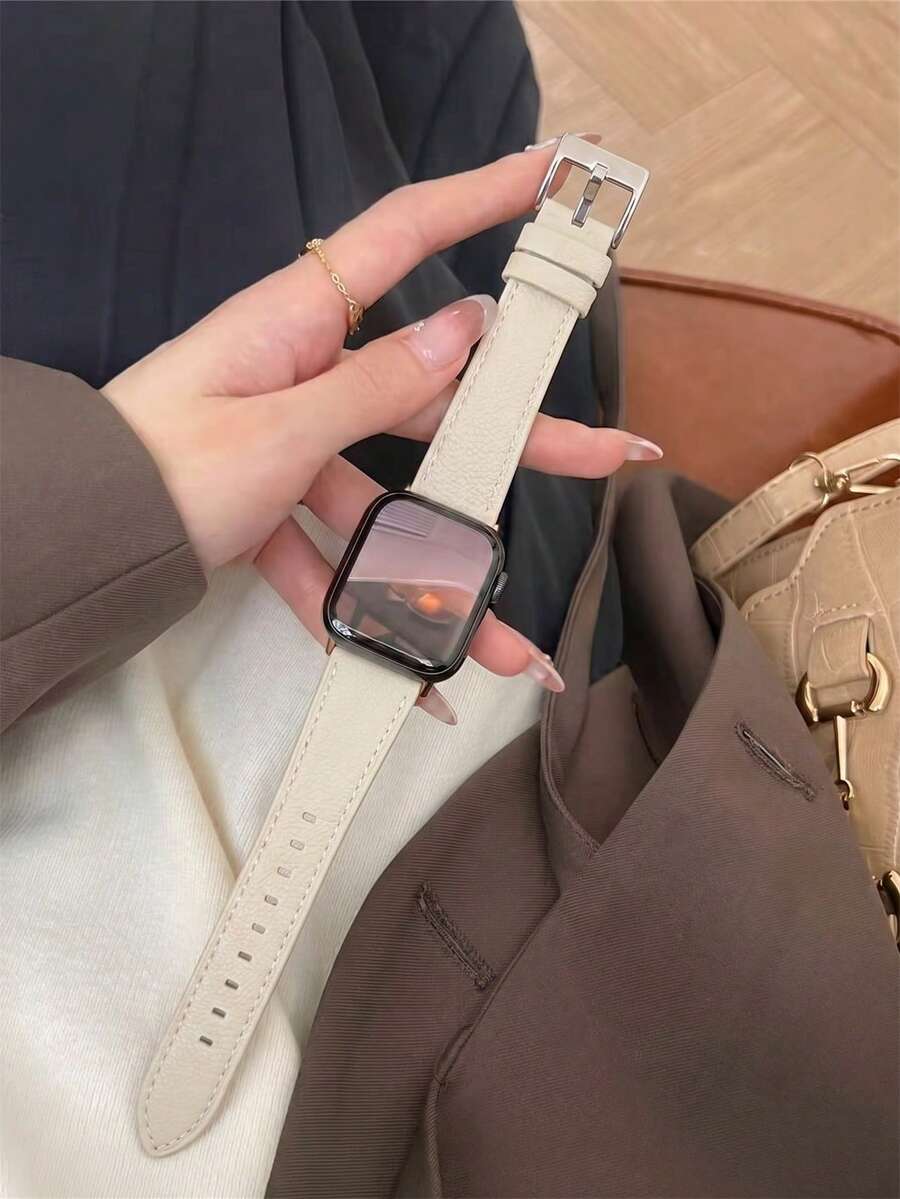 客製化柔軟人造皮革錶帶,適用於 女款運動系列,尺寸 38mm、40mm、41mm、42mm、44mm、45mm、46mm、49mm,相容於 Series 10/%/8/7/6/5/4/3/2/1 SE Ultra - 銀 - 查看 1