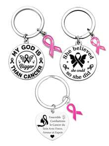1PC/6PCS/12PCS/24PCS Pink Ribbon October Keychain, Women's Breast ...