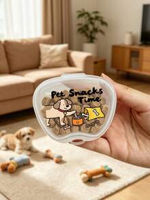 Cute Pet Print Mini Pet Treat Storage Box, Mini Small Capacity Transparent Visible Storage Box, Pet Theme Print Airtight Storage Box, Dog Treat Box, Airtight Container, Suitable For Portable Storage/Outdoor Feeding/Pet Party Scenes/Dog Walking/Outing Rewards/Car Pet Meals, Pet Owner Small Gift, Pet Owner Practical Small Storage Box - Multicolor - View 2