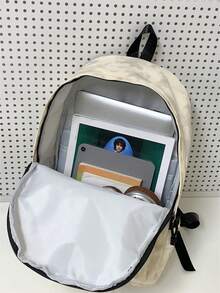 1件裝紮染尼龍拉鍊休閒後背包，適用男孩女孩學生校包，四季通用日常使用，無吊飾 - A - 查看 8