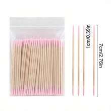 100/200/300/400/500/1000/2000 Pcs Double-Headed Wooden Nail Polish Wipes, Small Head Double-Headed Eyebrow Tattoo Beauty Tool Wipes, Approx. 100 Pcs/Pack (1/2/3/4/5/6/10/20 Pack) - Multicolor - View 6