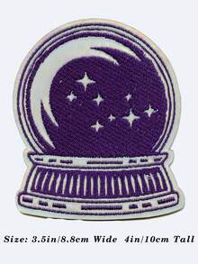 1pc Magic Crystal Ball Patch Moon Stars Mystical Embroidered Iron On - Multicolor - View 3