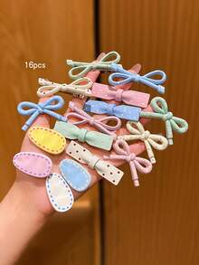 16pcs Minimalist Korean Style Colorful Hair Clips, Sweet Style Hair Accessories Suitable For Daily Wear, Hair Clips For Girls, Random Color And Style - Multicolor - View 6