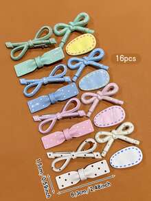 16pcs Minimalist Korean Style Colorful Hair Clips, Sweet Style Hair Accessories Suitable For Daily Wear, Hair Clips For Girls, Random Color And Style - Multicolor - View 5