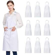 Multi-Piece Apron Set, 2 Pockets, Adjustable Chef Kitchen Apron, Unisex, White - Multicolor - View 7