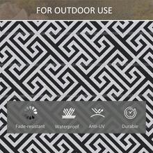 182 X 274 Cm 6x9ft Outdoor Rug Reversible Mat Plastic Straw Rug Portable RV Camping Mat For Garden Deck Picnic Indoor, Black And White - T0001-01-5631 - View 8